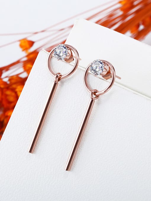 Rose Gold ,White Simple Style Hypoallergenic Titanium Steel 18K Rose Gold drop earring