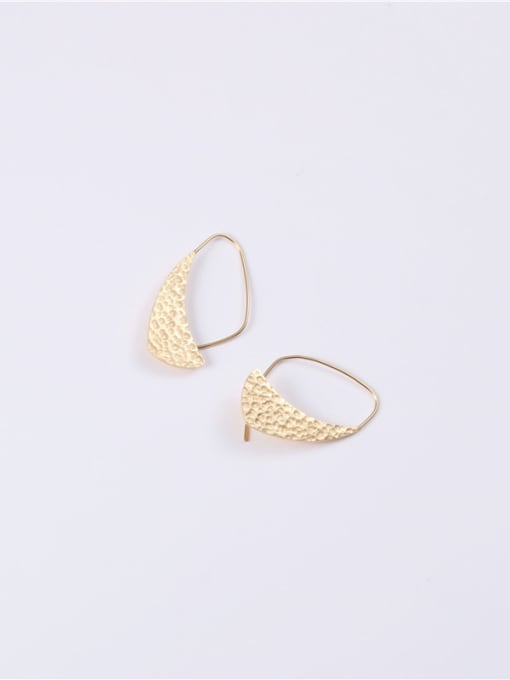 GROSE Titanium With Gold Plated Punk Concave Surface Irregular Hook Earrings 3