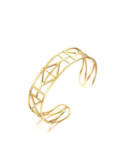 CONG Trendy Hollow Geometric Shaped Gold Plated Bangle 0