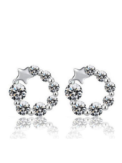 Ya Heng Round Shaped AAA Zircons Stud Earrings 0