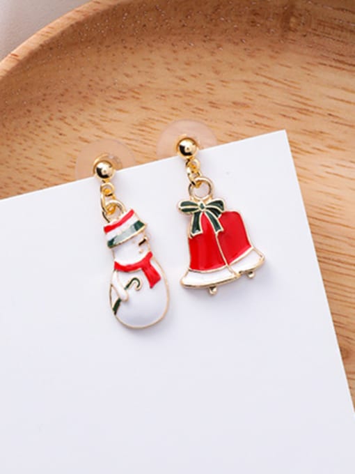 E bell snowman Alloy With Rose Gold Plated Cute Santa Clausr Gift Candy Cane fashion earrings Drop Earrings