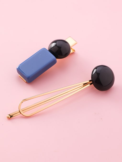 G blue and black (rectangular) Alloy With Rose Gold Plated Fashion Square Barrettes & Clips