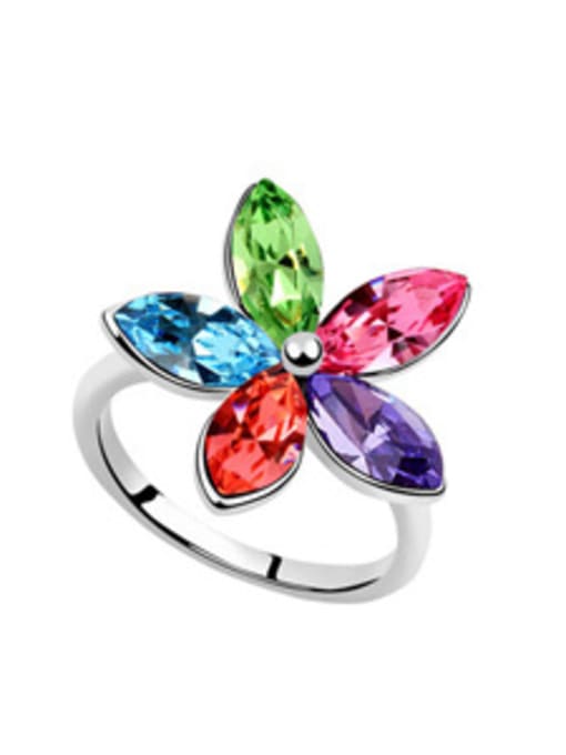 multi-color Fashion Marquise austrian Crystals Flower Alloy Ring