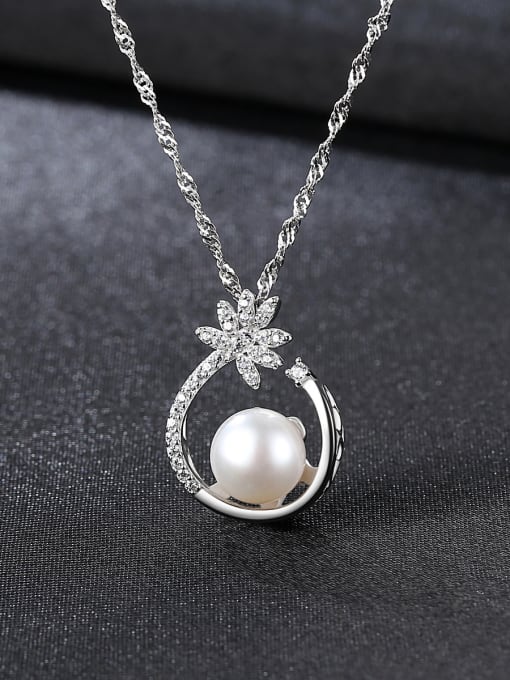 CCUI Pure Silver AAA zircon  Natural Freshwater Pearl Pendant Necklace 3