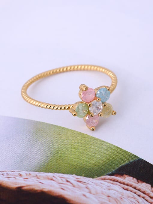 golden Women Exquisite Colorful Zircon Ring