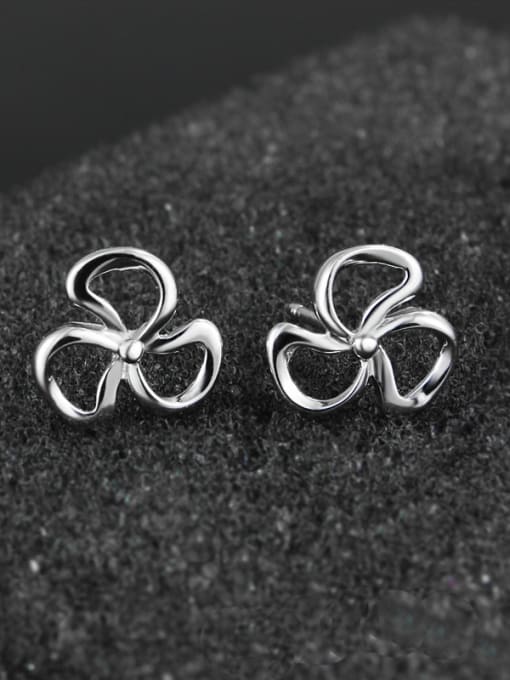 SANTIAGO Simple Tiny Hollow Flowery 925 Sterling Silver Stud Earrings 0