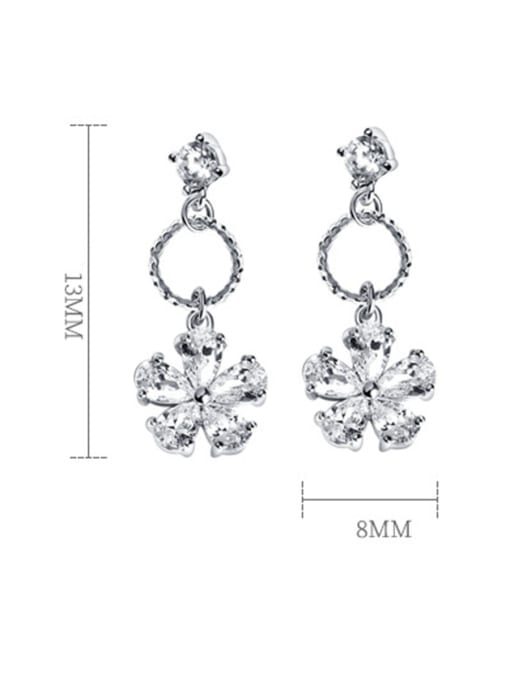Dan 925 Sterling Silver With Cubic Zirconia Fashion Flower Drop Earrings 3
