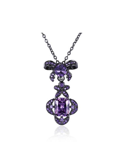 Purple Fashion Zircon Flowery Women Necklace