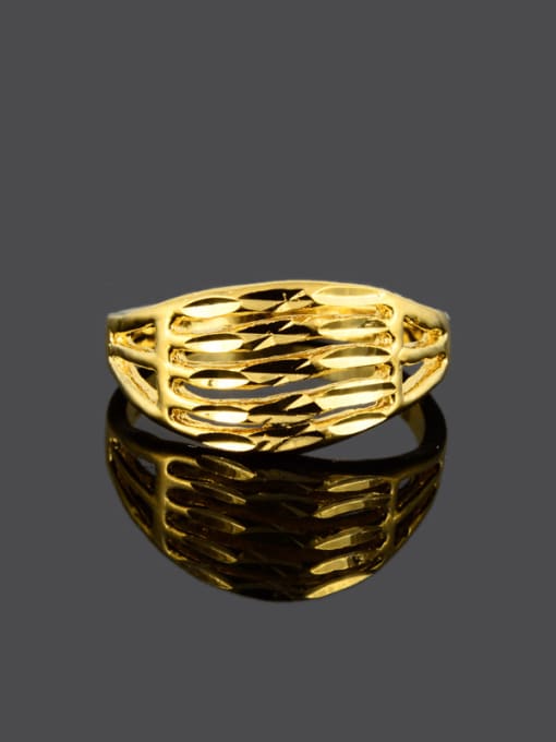 Yi Heng Da Women Fashion 24K Gold Plated Hollow Design Copper Ring 1