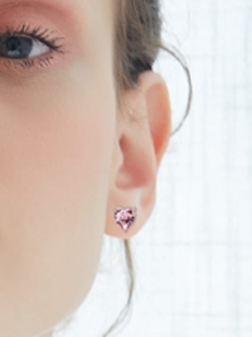 CEIDAI Simple Asymmetrical I LOVE austrian Crystal Stud Earrings 1