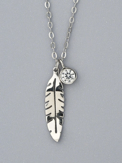 One Silver S925 Silver Feather Necklace 0