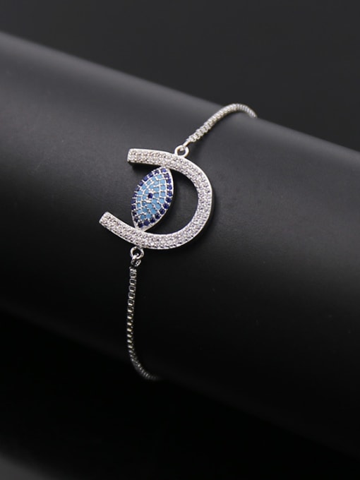 Silvery Zircon Eye Shaped Adjustable Bracelet