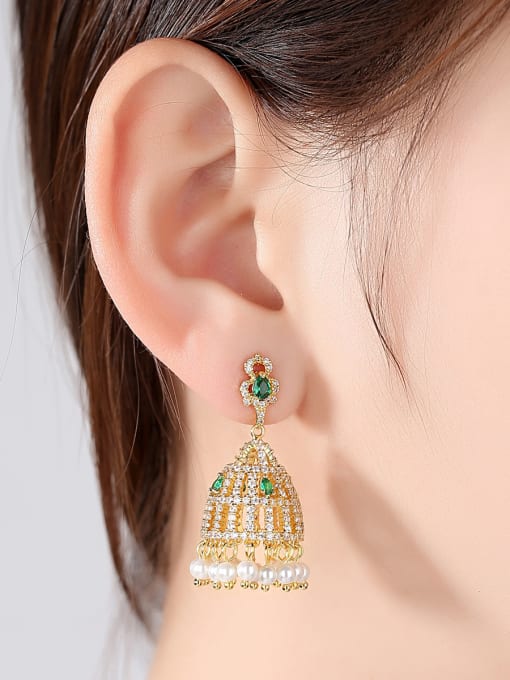 BLING SU Copper inlaid AAA zircons new style bell-shaped earrings 1