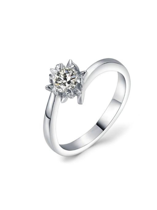 ZK Simple Engagement Shining Zircon Wedding Ring 0