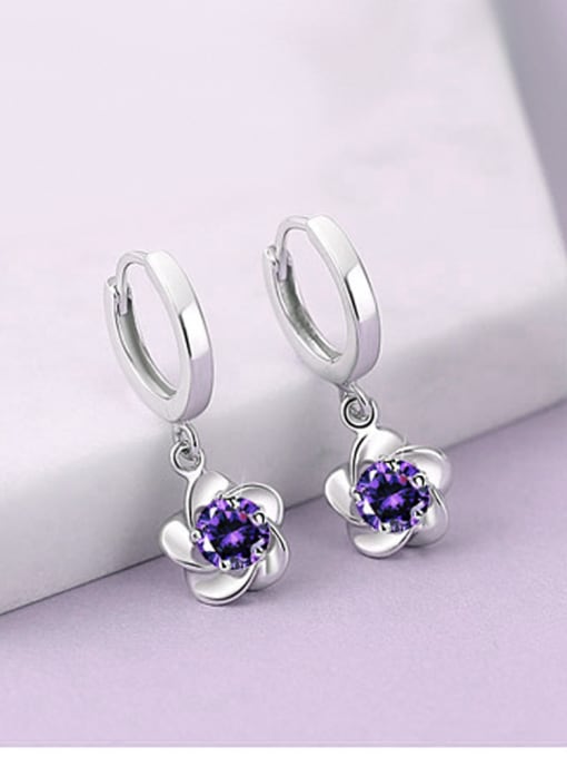 Ya Heng White Gold Plated Flowers-shape Drop Earrings 2