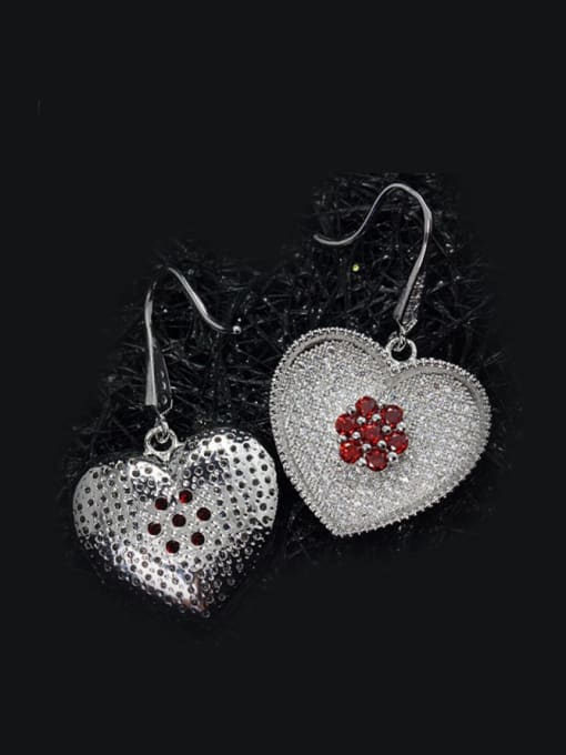 White Lovely Heart-shape Drop hook earring