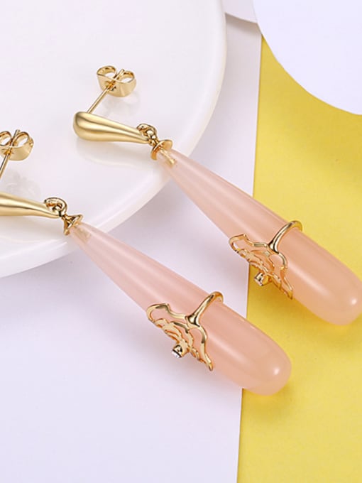 OUXI Temperament Resin 18K Gold drop earring 2