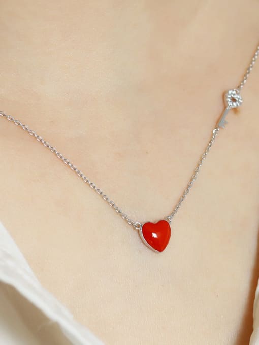 Dan 925 Sterling Silver With Resin Simplistic Heart Locket Necklace 1