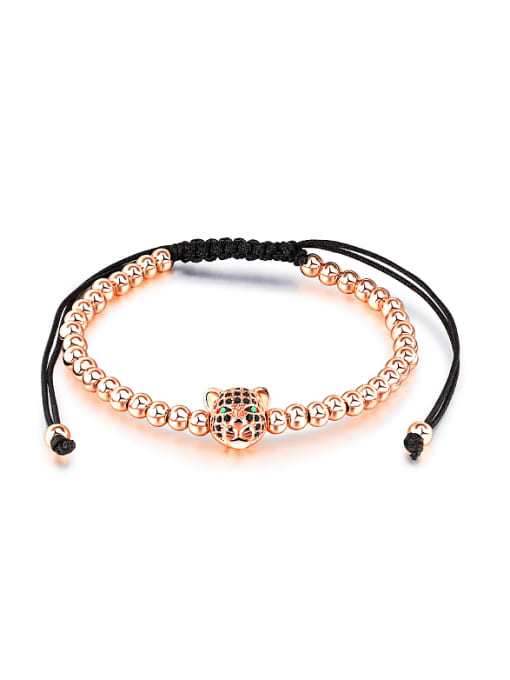 Rose Gold Fashion Leopard Head Beads Bracelet