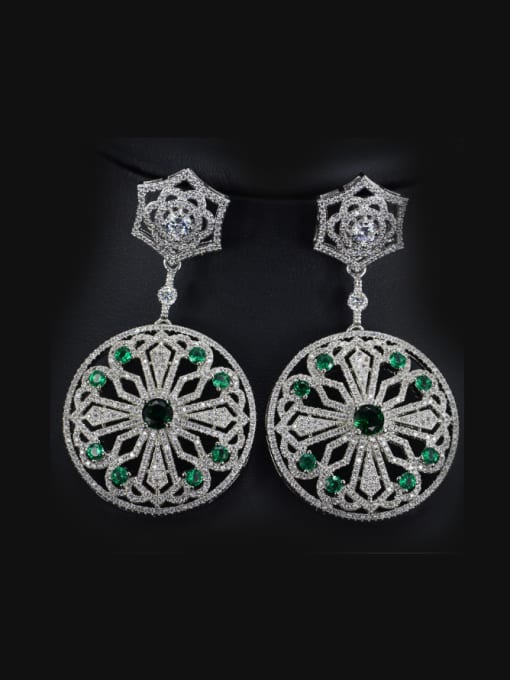 Green Luxury Round Shaped Wedding drop earring