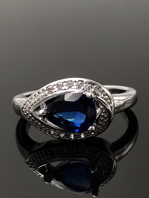 KENYON Fashion Water Drop Blue Zircon Copper Ring 1