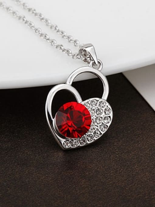 OUXI Fashion Heart shaped Austria Crystal Necklace 3
