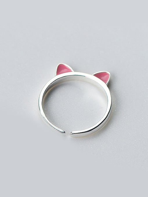 Rosh Lovely Pink Ear Shaped Open Design S925 Silver Ring 0