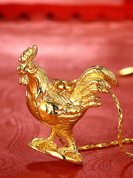 XP 2018 Copper Alloy 24K Gold Plated Ethnic style Zodiac Rooster Necklace 2