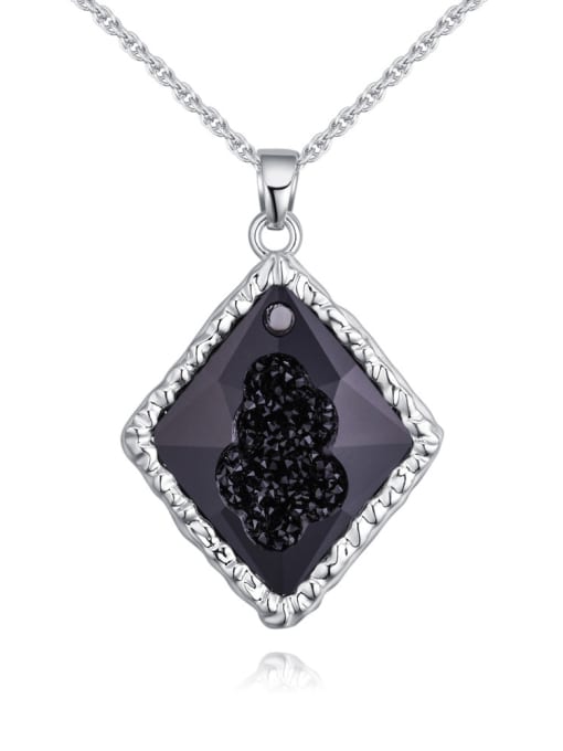 4 Personalized Rhombus Pendant austrian Crystal Alloy Necklace