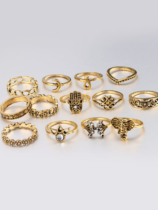 gold Retro style Personalized Alloy Ring Set