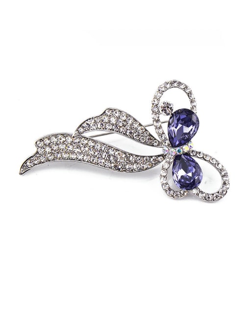 Inboe Platinum Plated Bowknot Crystals Brooch 1