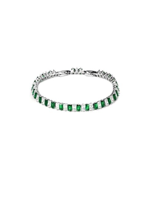 withe and green Copper With Cubic Zirconia Simplistic Geometric Bracelets