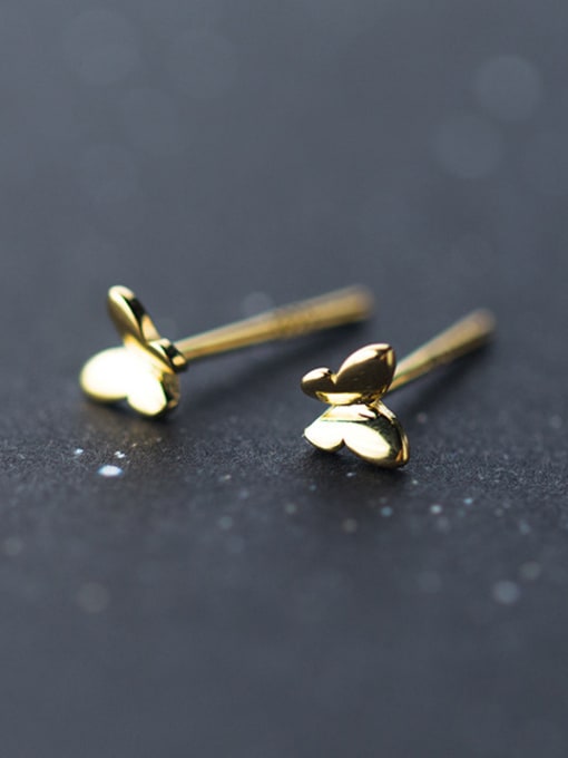 Rosh Trendy Gold Plated Butterfly Shaped Silver Stud Earrings
