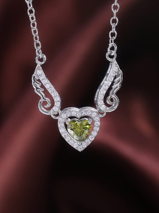 green Copper With Platinum Plated Simplistic Heart Necklaces