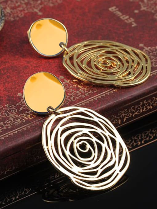 18k Gold 18K Gold Plated Multi-circle Enamel Drop Earrings