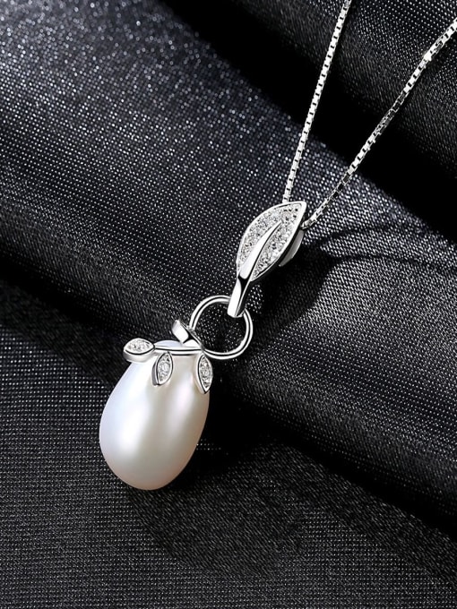 CCUI Pure silver natural freshwater pearl with AAA Zircon Necklace 2