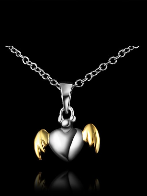 SANTIAGO Fashion Little Heart Gold Plated Wings 925 Sterling Silver Pendant 0