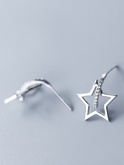 Rosh 925 Sterling Silver With Silver Plated Simplistic Irregular Star Stud Earrings 1