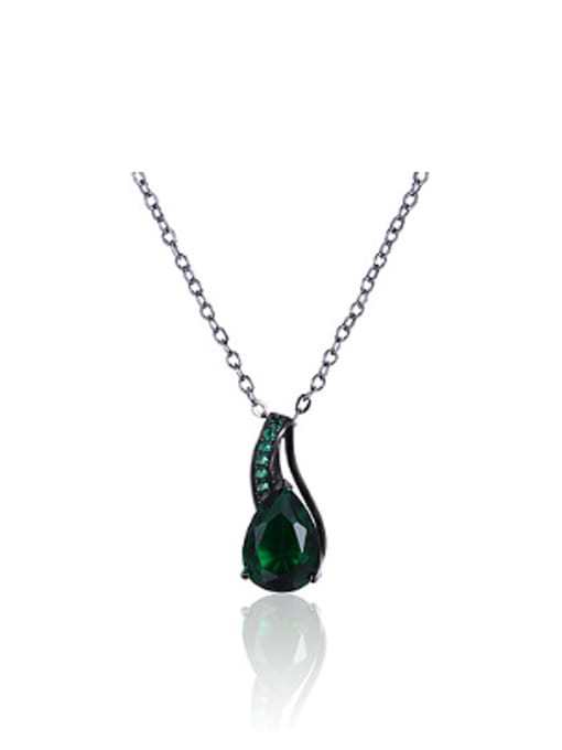 Green Fashion Water Drop Shaped Zircon Necklace