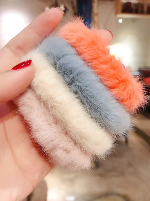 Girlhood Simple personality colored plush hair ring 1