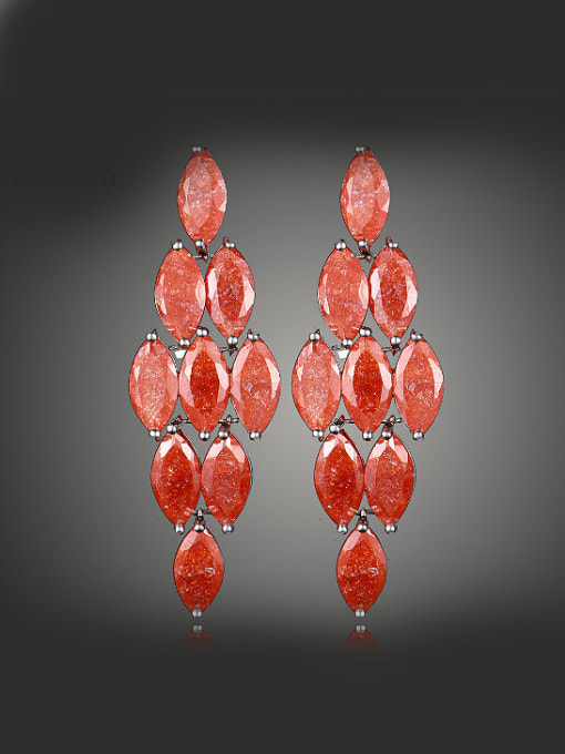 Red Bohemia style Marquise Zirconias Copper Stud Earrings