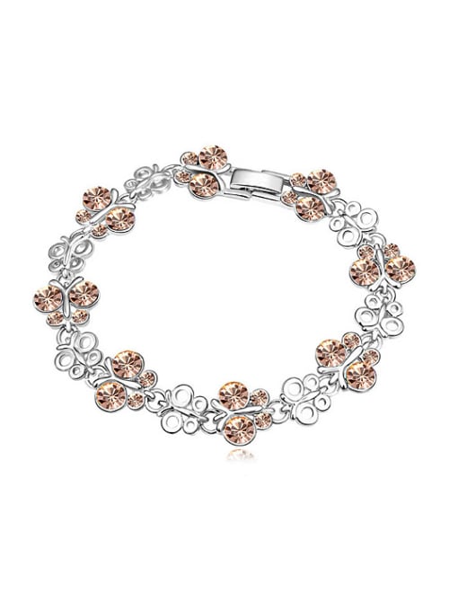coffee Fashion Cubic austrian Crystals Butterfly Alloy Bracelet