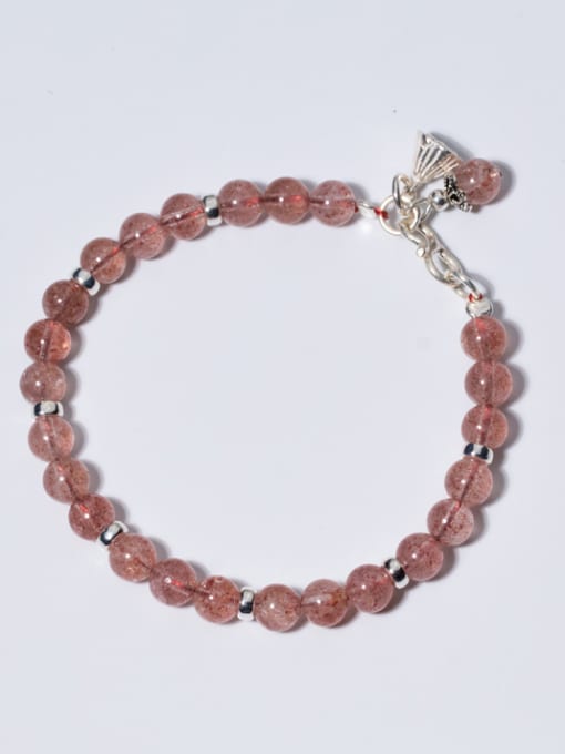 pink Fashion Lotus Shaped Crystal S925 Silver Bracelet