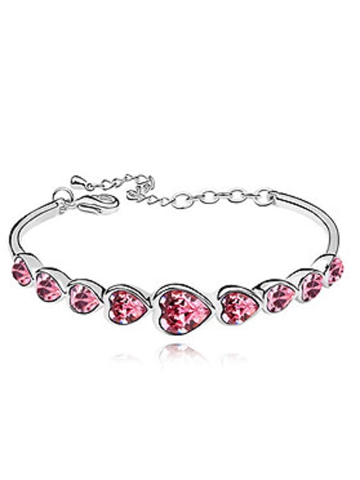 10 Fashion Heart shaped austrian Crystals Alloy Bracelet