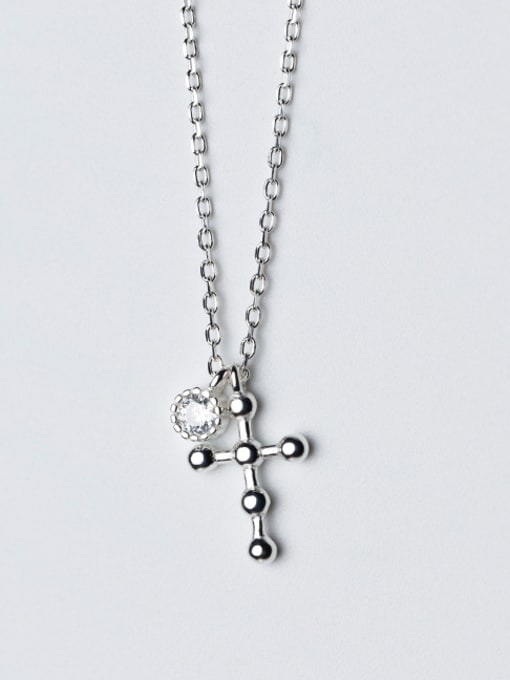 Rosh Sterling Silver Cross Zricon Necklace Chain