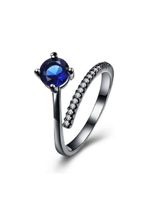 OUXI Personalized Blue Zircon Opening Ring