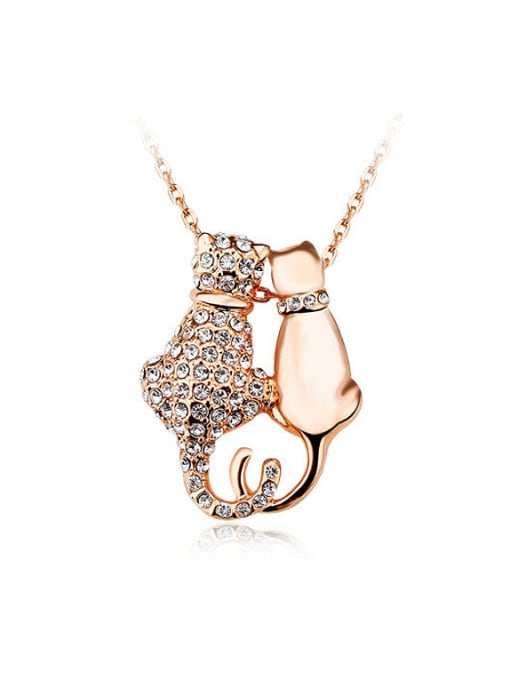 OUXI Women Elegant Rose Gold Crystal Necklace 0