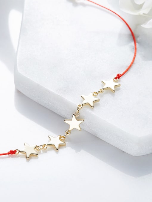 CEIDAI Simple Gold Plated Stars Red Rope Copper Bracelet 2