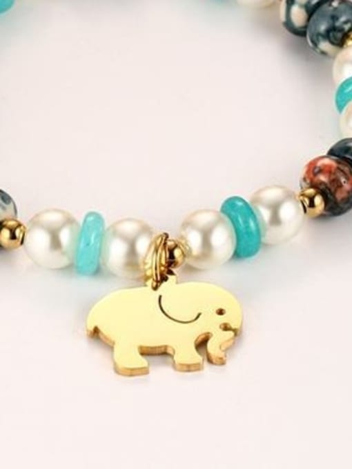 CONG Lovely Elephant Shaped Gold Plated Stone Bracelet 2