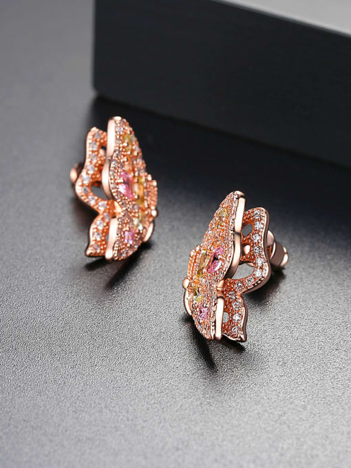 BLING SU Copper With Cubic Zirconia Romantic Butterfly Friendship Earrings 2